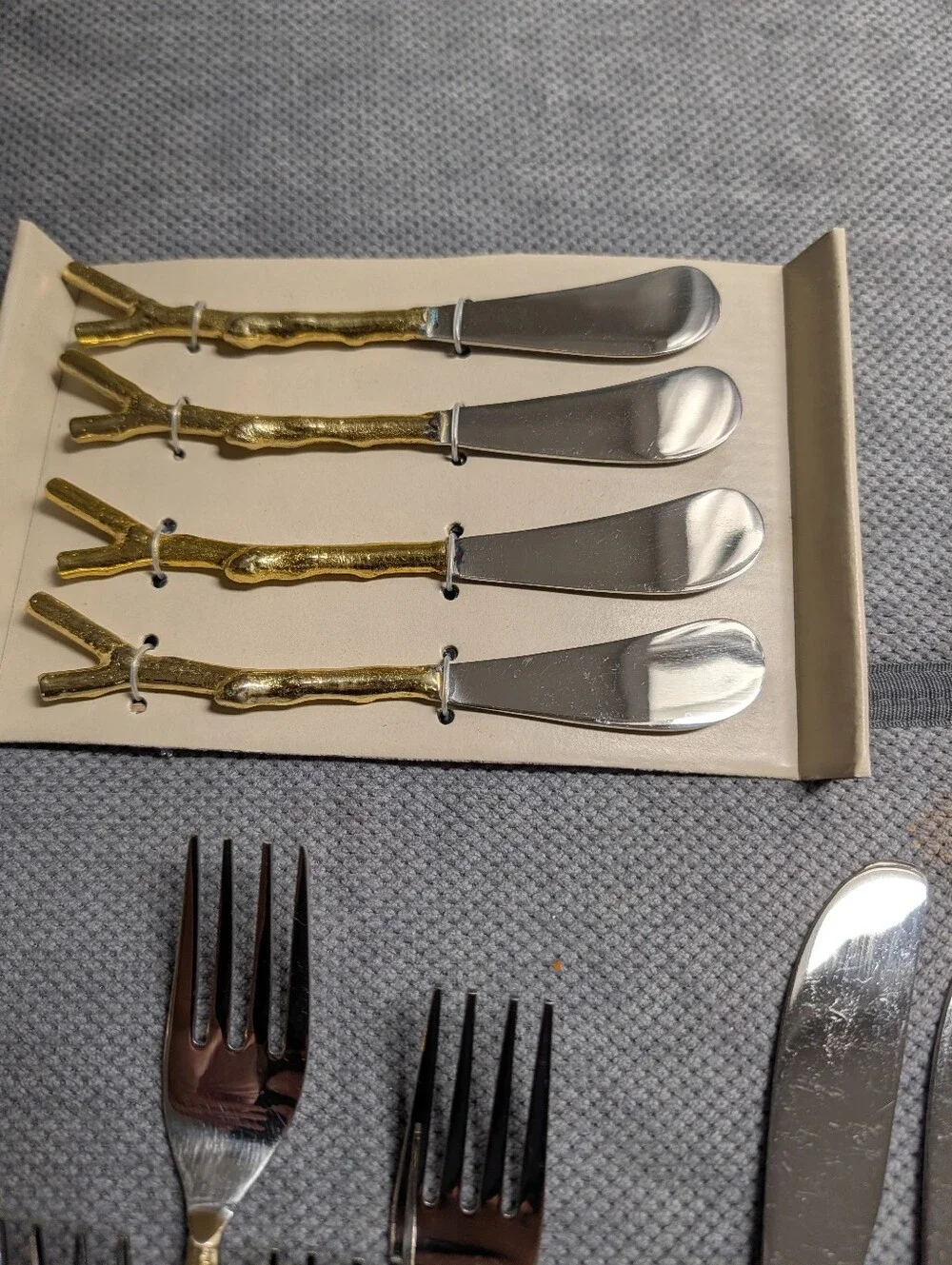 Pier 1 Imports Golden Arbor Flatware Twig Branch 4 People Piece Place Setting